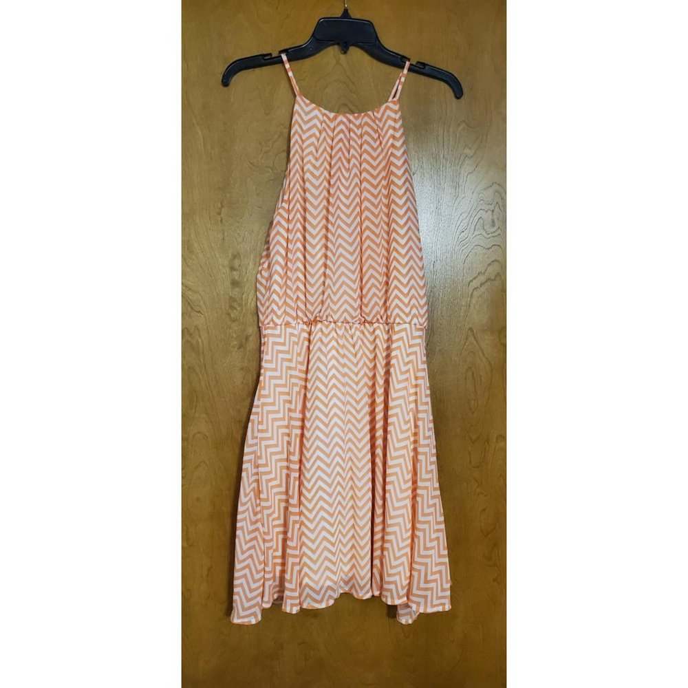 Peach and White Zig Zag Stipe Dress